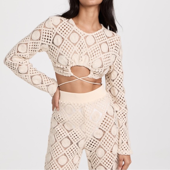 Andrea Iyamah Hira Cream Crochet Top - Picture 5 of 6